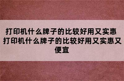 打印机什么牌子的比较好用又实惠 打印机什么牌子的比较好用又实惠又便宜